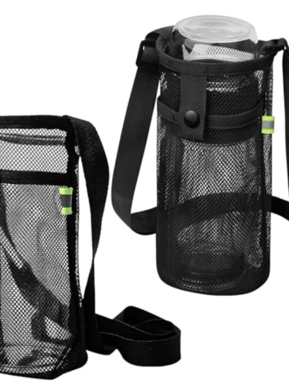 2 Pack Nylon Mesh Water Bottle Holder Bag Adjustable Strap Hiking Camping Travel
